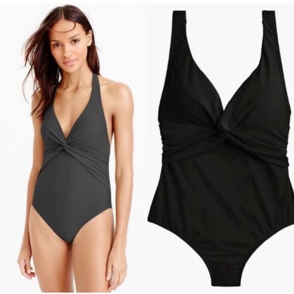 🚨Final Sale NWT J. Crew Size 4‎ Blue One Piece Twist Halter Swimsuit Women’s 6 - Picture 1 of 12